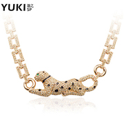 YUKI Leopard Crystal jewelry women short clavicle chain punk Europe and exaggerated necklaces necklace