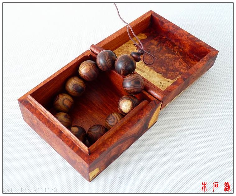 树瘤红木手镯盒子方形缅甸花梨