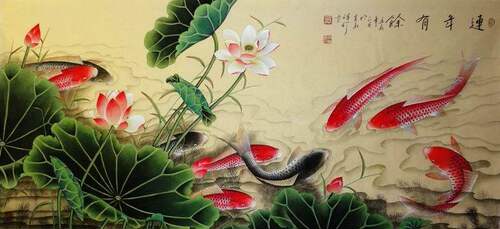 超清晰彩色十字绣重绘图纸/源文件 连年有余