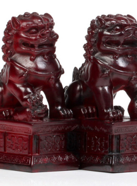 雄狮子仿纯铜红木北京工艺品