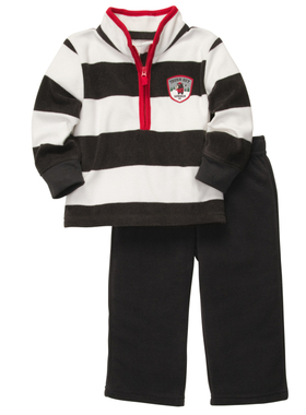 童装婴儿衣服套装男宝宝摇粒绒拉链上衣裤子2件套春秋卫衣YK拉链