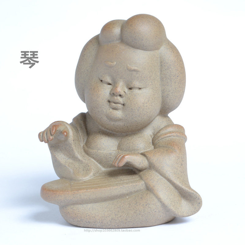 紫砂唐代仕女摆件唐朝美女粗陶摆件创意人物雕塑琴棋书画陶瓷摆件
