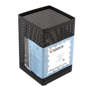 耐用金属网格笔筒笔座收纳座 B2003 黑色办公用品批发 齐心 Comix