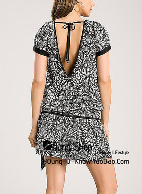 IoF'特！G* 印花 后V领 系带裙