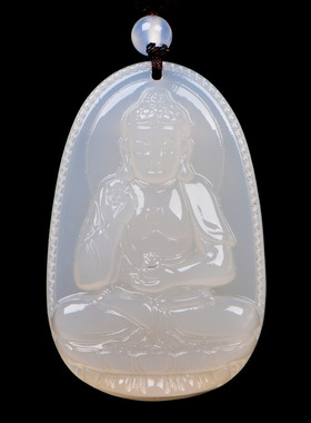 白色玉髓生肖狗八大守护神吊坠