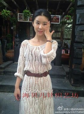 纯手工手钩重工李小萌露背连衣裙