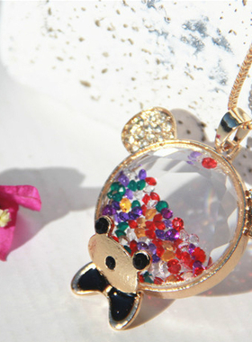 韩版宝石镶钻长款卡通毛衣链