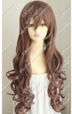 cosplay假发 斜刘海 香芋棕色长卷发 洛丽塔 olita 空气卷女主播