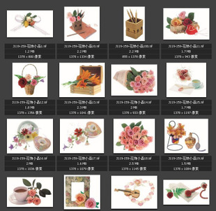 花卉花朵图片 花束花篮 花筐花盆 花饰小品 礼品包装素材图片