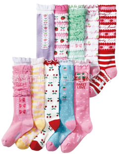 爆/尼森高筒儿童袜/糖果中筒袜/花边长统袜/公主袜/儿童袜子