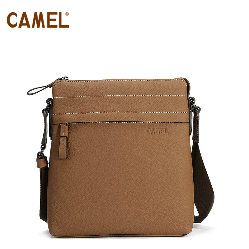 【非卖品】camel骆驼 头层牛皮男包 荔枝纹单肩包 男士斜跨包