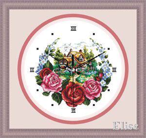 爱丽丝十字绣钟面-ZB041玫瑰小屋 小格（35*35）/中格(42*42)