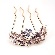 H006 hair jewelry plug plug comb made by the Korean version of the new rhinestone elegant flowers four-tooth comb