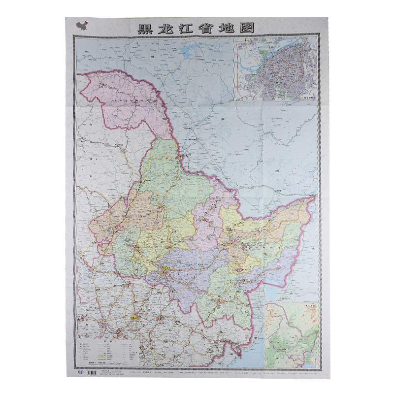 黑龙江省地图 2020年新版黑龙江地图墙贴地形图交通旅游自驾游自助游
