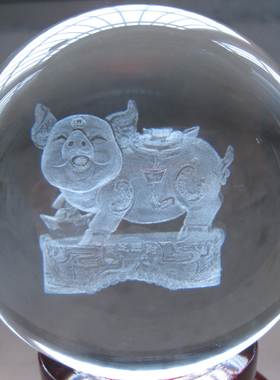 生肖猪水晶球工艺品创意摆件