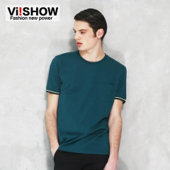 Summer fashion brand viishow men's short sleeve slim tide t shirts in pure cotton solid color men's short sleeve t shirt