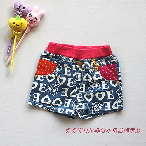 29.9起！正品非常小鱼夏装34519女童纯棉牛仔短裤 裤子105-130