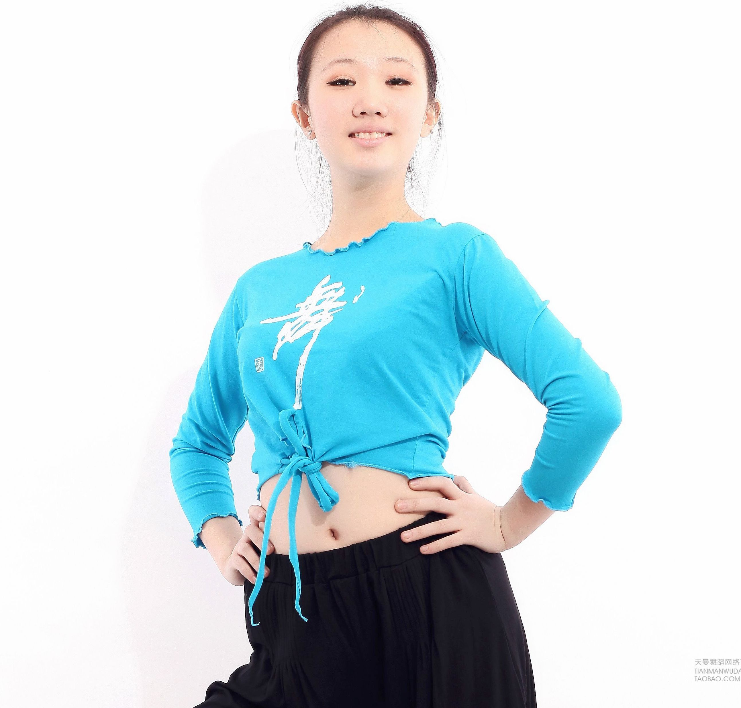 成人儿童长袖舞字打结舞蹈上衣练功服肚皮舞训练上衣拉丁基训舞服