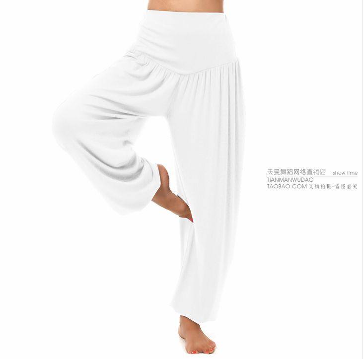宽腰丝光棉女瑜伽灯笼裤瑜伽裤舞蹈裤练功裤4033收脚瑜伽广场长裤