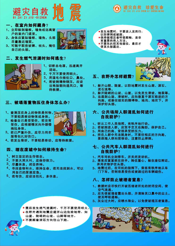 700海报印制海报展板写真喷绘贴纸素材926避灾自救小常识地震