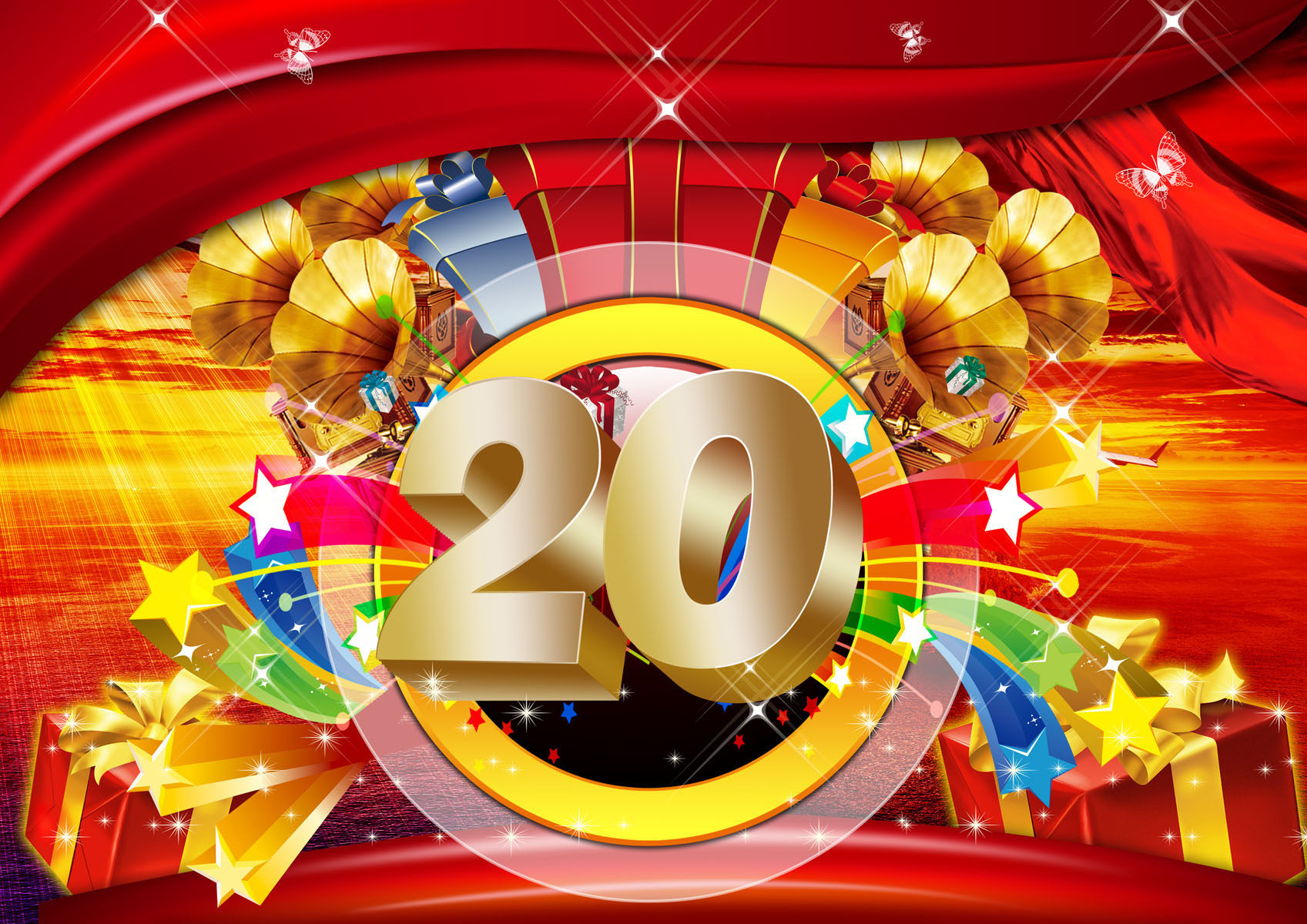 587海报印制海报展板素材956,20周年店庆典背景幕布