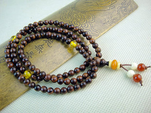 马狮麟海南黄花梨手链 小而美同料油梨5mm108颗念珠海黄佛珠M029