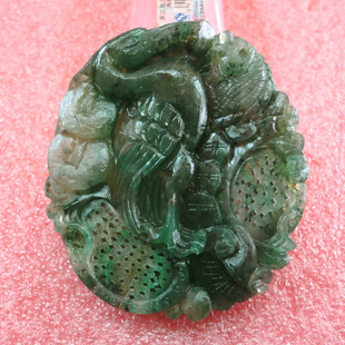 玉如意 南阳独山玉吊坠仙鹤天蓝料镂空精雕南阳独玉挂件独占鳌头