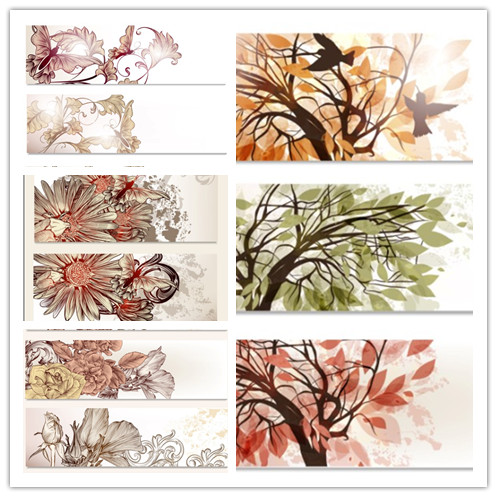 矢量设计素材 花纹元素 线稿图案横幅模板 EPS格式源文件 4P