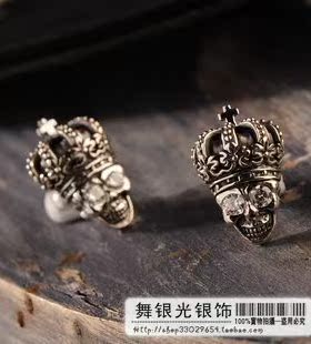 【舞银光◎泰国进口】925银★Justin Davis皇冠骷髅耳钉 单只