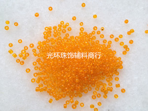 DIY珠子 2mm橙色透明玻璃米珠 服装辅料 橙色米珠 手工珠子
