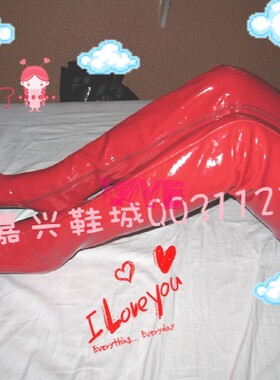 嘉兴鞋城◢◤美艳兔女郎红色性感过膝长靴 女王靴 调教靴 A002