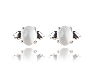 天然月光石耳钉 ADN 天然月光石耳饰JE5271