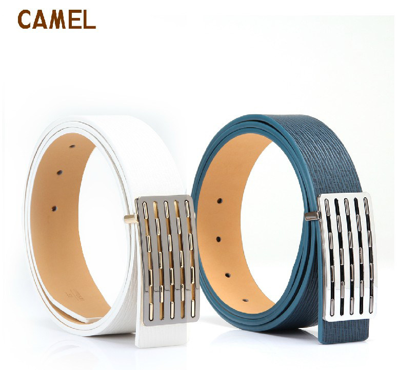 【非卖品】camel骆驼 平滑扣 时尚 皮带男士牛皮 漆光双色 