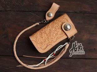 手工订做/财布/日本枥木/植鞣革/原色皮雕唐草长款钱包