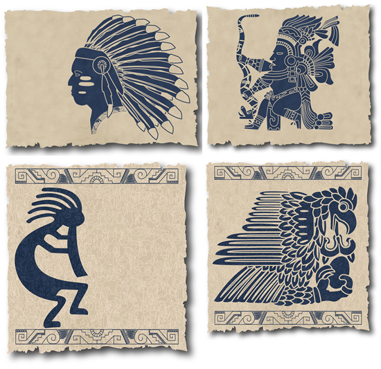 印第安文化元素 非洲部落头像纹样图腾剪影 ai格式矢量设计素材