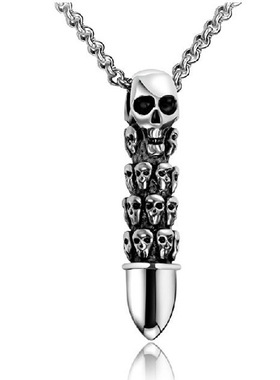 T138欧美外贸饰品低价直销个性骷髅头 朋克风男士项链