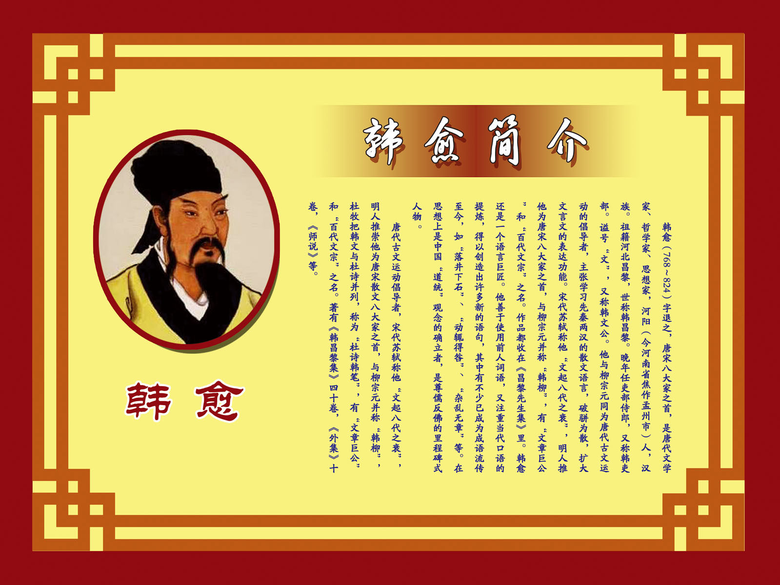 海报印制463设计展板素材272唐宋八大家之一韩愈人物简介定制