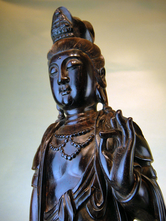 木檀世家印度小叶紫檀木雕观世音佛像 密宗观音菩萨家居摆件