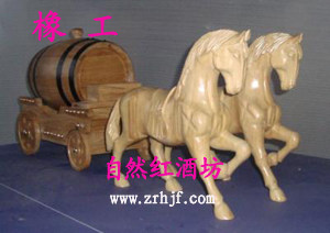 5L本色四轮马拉车马车橡木桶 赠送佳品 自酿红酒储藏 2018