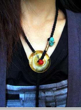 天然蜜珀平安扣随意项链