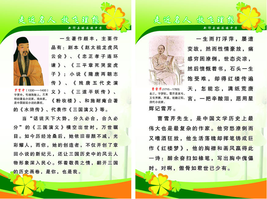 668海报印制展板素材294中学校名人简介罗贯中曹雪芹