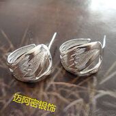 泰银 精致仙鹤好运大耳钉 手工银原创设计 99纯银 曼谷