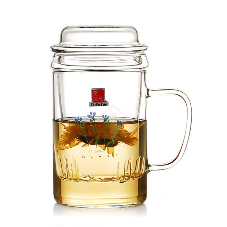 一屋窯耐熱玻璃 林泉三件蓋杯 FH-231S3 花草茶杯 400ML