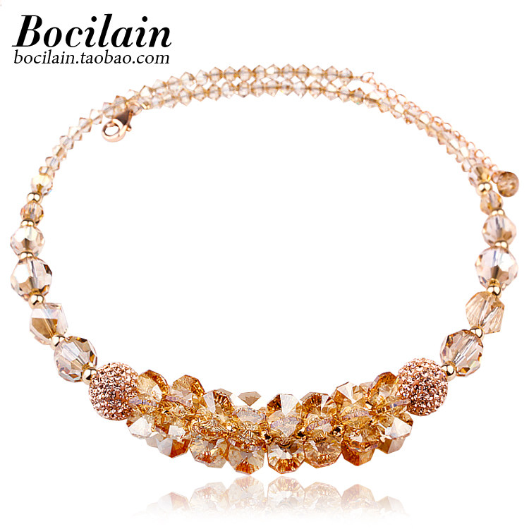 闪亮奥地利水晶项链女香槟金韩版轻奢小众精致圣诞情人节生日礼物