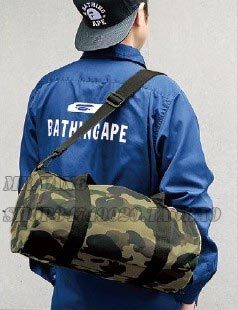 日本杂志附录款bape迷彩风格two way桶包单肩斜挎包