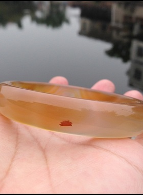 巴西天然稀有红草原色无烧蜜糖玛瑙手镯荧光通透女情侣手环102