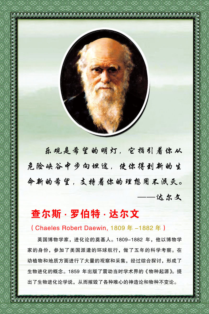 572海报印制海报展板素材533达尔文简介绍名人名言格言(13)