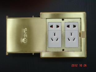 上海正旦铜滑盖平推多功能6位地面插座