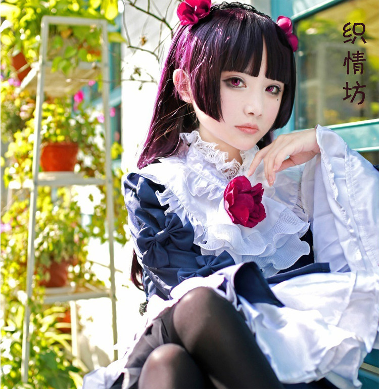 留海/鬓角修剪好 Cosplay假发俺妹妹黑猫 五更琉璃白鬼院凛凛蝶