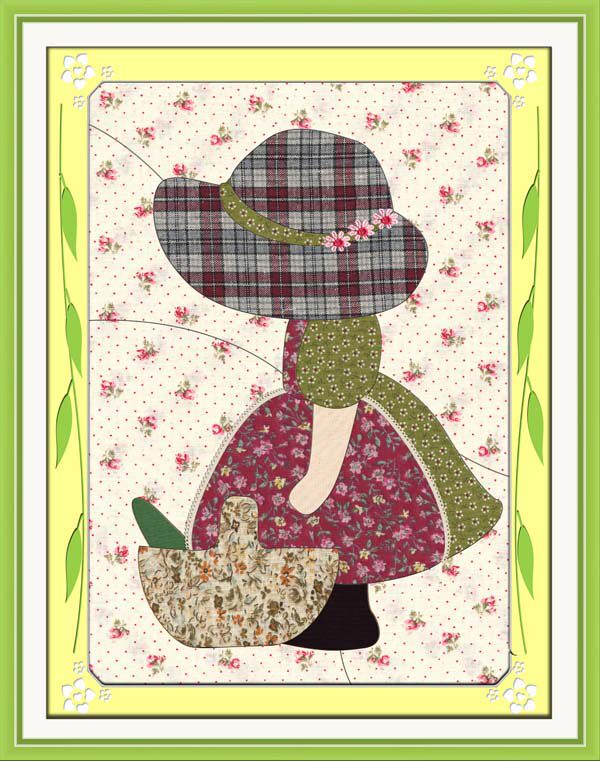 DIY手工布贴布嵌画拼布画材料卡通家田园苏姑娘25*35cm